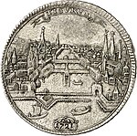 Tigurum statt Turicum: Der neulateinische Name war von Gelehrten des frühen 16. Jh. erfunden worden; siehe Tiguriner. (½ Taler von 1721.)