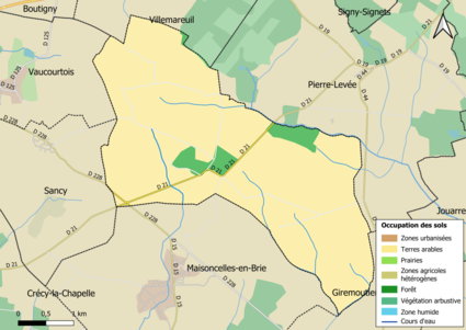 Carte des infrastructures et de l'occupation des sols en 2018 (CLC) de la commune.