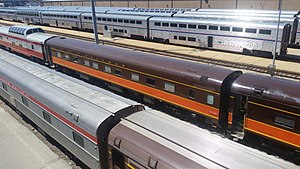 Brown and orange railcar