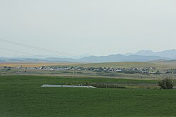 Panorama of Lundbreck from Alberta Highway 22