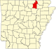 State map highlighting Sharp County