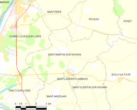 Mapa obce Saint-Martin-sur-Nohain