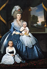 Portrait of Mrs. Benjamin Tallmadge with son Henry Floyd and daughter Maria Jones (1790)