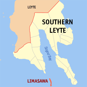 Mapa sa Habagatang Leyte nga nagpakita kon asa nahimutang ang Limasawa