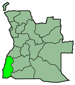 Harta provinciei Namibe în cadrul Angolei