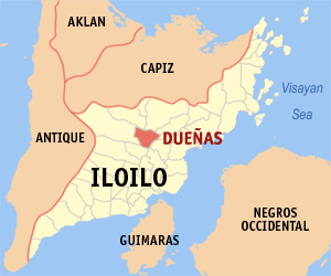 Mapa han Iloilo nga nagpapakita kon hain nahamumutangan an Dueñas