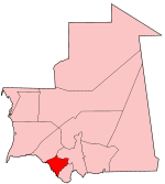 Harta regiunii Gorgol în cadrul Mauritaniei