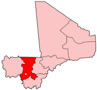 Localização da região de Koulikoro no Mali