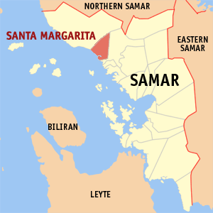 Mapa han Samar nga nagpapakita kon hain an Santa Margarita