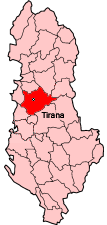 Poziția localității Districtul Tirana