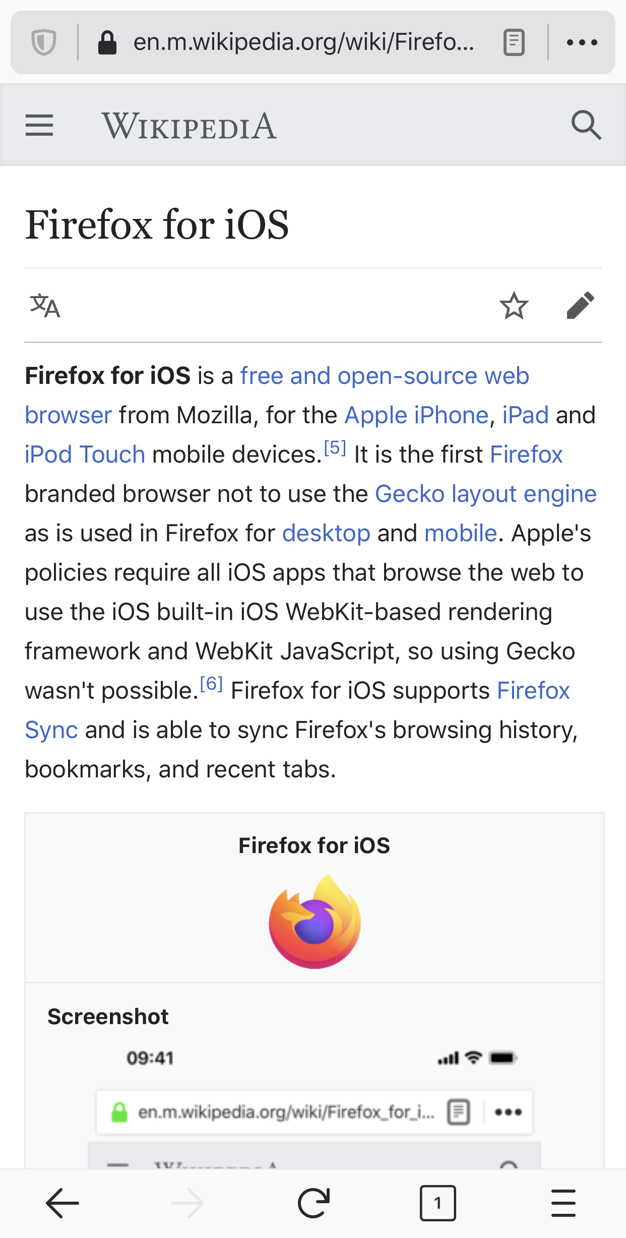 Firefox for iOS執行於iPhone X上