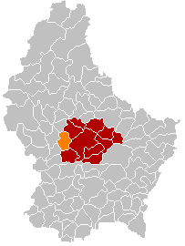 Kommunens läge i Luxemburg