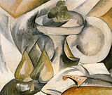 Georges Braque, 1908, Plate and Fruit Dish, oil on canvas, 46 × 55 cm, private collection