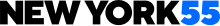 The words "New York 55" in a bold sans-serif font. "New York" is in black and "55" is in light blue.