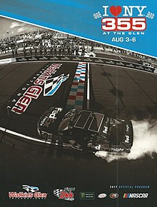 The 2017 I Love New York 355 at The Glen program cover, featuring Denny Hamlin