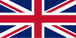 The Union Flag: a red cross over combined red and white saltires, all with white borders, over a dark blue background.