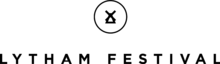 Encircled black windmill icon at top, with "Lytham Festival" in black text underneath