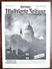 Black and white image of St Paul's Cathedral while London burns