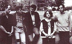 La Strada in 1985, from left to right: Daniel Stari, Žolt Horvat, Robert Radić, Jasmina Mitrušić and Slobodan Tišma