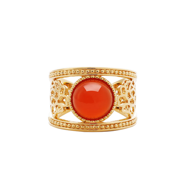 Golden Tang Peony Ring Orange Front | Shen Yun Collections