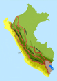 Mapa de los principales sistemas montañosos del Perú.