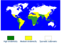 World Map showing locations of typhoid fever outbreaks