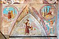 English: Late Gothic fresco paintings at the loggia`s interior west wall Deutsch: Spätgotische Freskomalereien an der inneren Loggia-Westwand