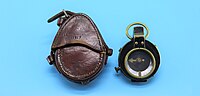 Thumbnail for File:052212.ROB.001 World War I Lensatic Compass with brown leather case.jpg