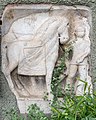 English: Roman stone relief of a groom with horse Deutsch: Römischer Reliefstein mit Stallknecht und Pferd