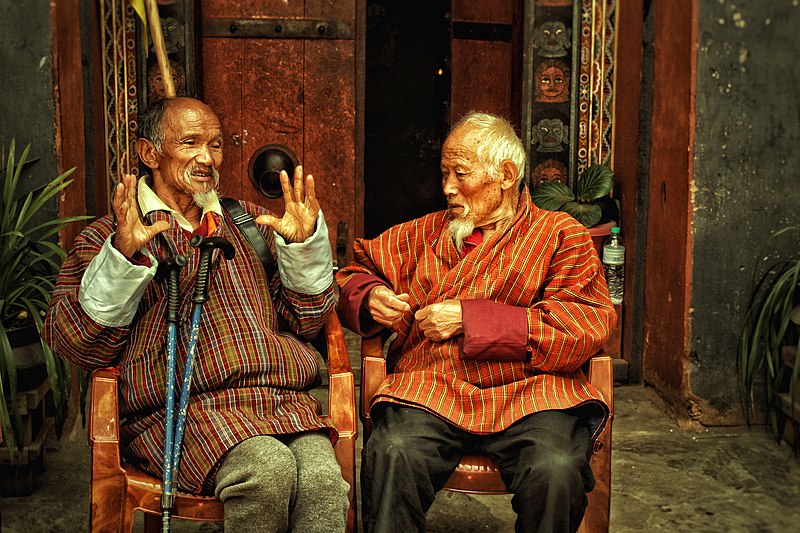 File:Old men during Tsechu festival.jpg