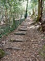 L'"escalier du marquis" sur le sentier littoral longeant la rive droite de l'Odet en amont de la cale de Rossulien.