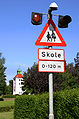 Traffic sign for school in Denmark