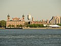 View from the southeast; the baggage and dormitory (right) is east of the main building (left)