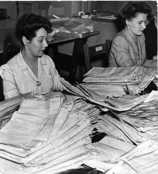 File:Canadian tax form sorters, 1945.tif