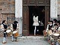 Contradaioli of the Lupa Contrada visiting the chapel of the Selva Contrada