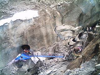 L'entrée de la grotte de glace de la Mer de Glace, Montenvers.