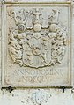 English: Relief of coats of arms of the Seenuss family (dated 1756) at the western side Deutsch: Steinreliefwappen der Freiherren von Seenuß