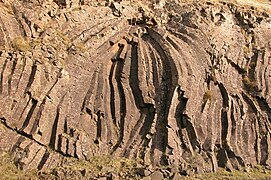 Columnar basalt formations above Hov.