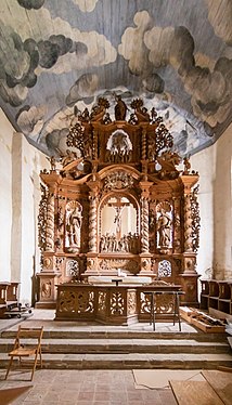 Der barocke Hochaltar der Klosterkirche Ilsenburg wurde 1706 von Bastian Heidekamp geschaffen.