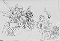 Copy in outline of an Ethiopian painting of a battle scene