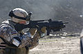 Latvian soldier during firetraining with G36KV. Under the barrel is a AG36 atached.