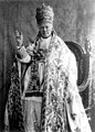 Pius X with Cope and Triregnum offering the Papal Blessing