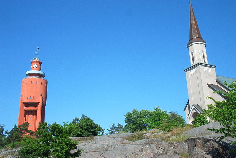 File:Hankoo water tower and church July 10 2005.jpg