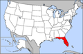 Map of the United States highlighting Florida