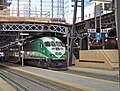 A GO-train of the Canadian Railways in a station in 2018