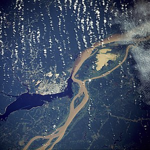 Amazon river near Manaus from satellite