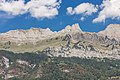 Zicht op het gebergte boven de Walensee (Walenmeer) vanaf parkeerplaats rastplatz Bergsboden-Süd aan de A3.