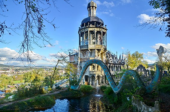 snake bridge and tower in Bruno Weber Skulpturenpark, Switzerland, (photo 2014)