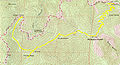 Map of Scout Trail which connects Mt. Burnham to Mt. Baden-Powell. San Gabriel Mountains, California, US.