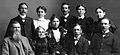 Blick family, 1892. Back row, left to right: John Charles Blick, Catherine Fay Blick (Wells), Judd Dunning Blick, Grace Blick (Ingram), Madge Hunter Blick (Ford). Front row, left to right: James Shannon Blick, Phoebe Elinor Blick, Blanche Blick (Burnham), Homer Eli Blick, Joseph James Blick